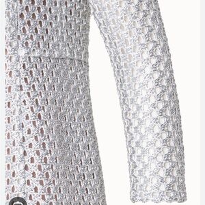Brand New Silver Metallic Open Knit Dress with matching tank